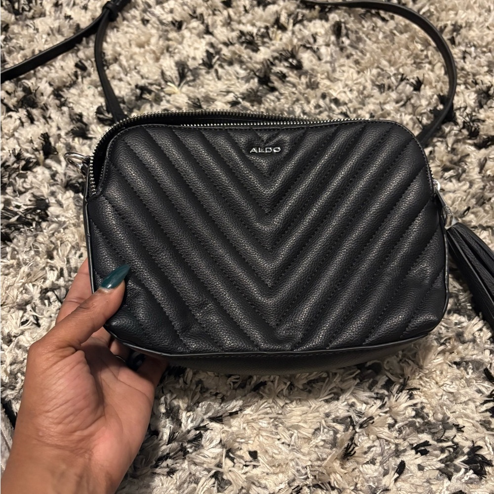 ALDO Chevron Pattern Black Crossbody Bag